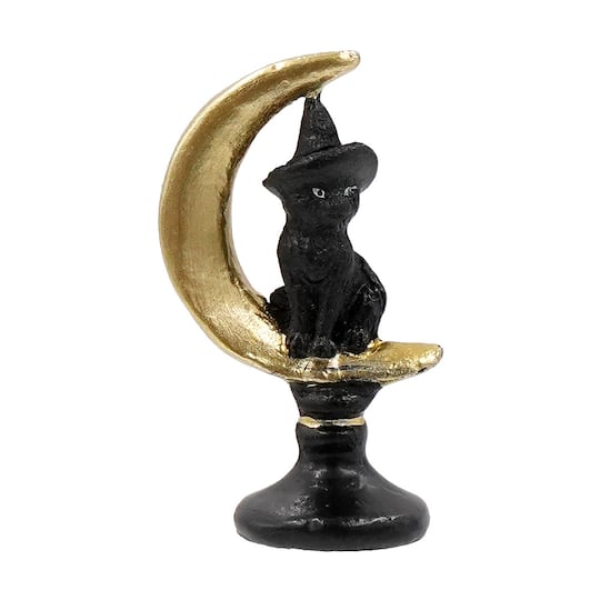 Michaels, Mini Black Witch Cat in Gold Moon by Ashland® – Category: Halloween Miniatures